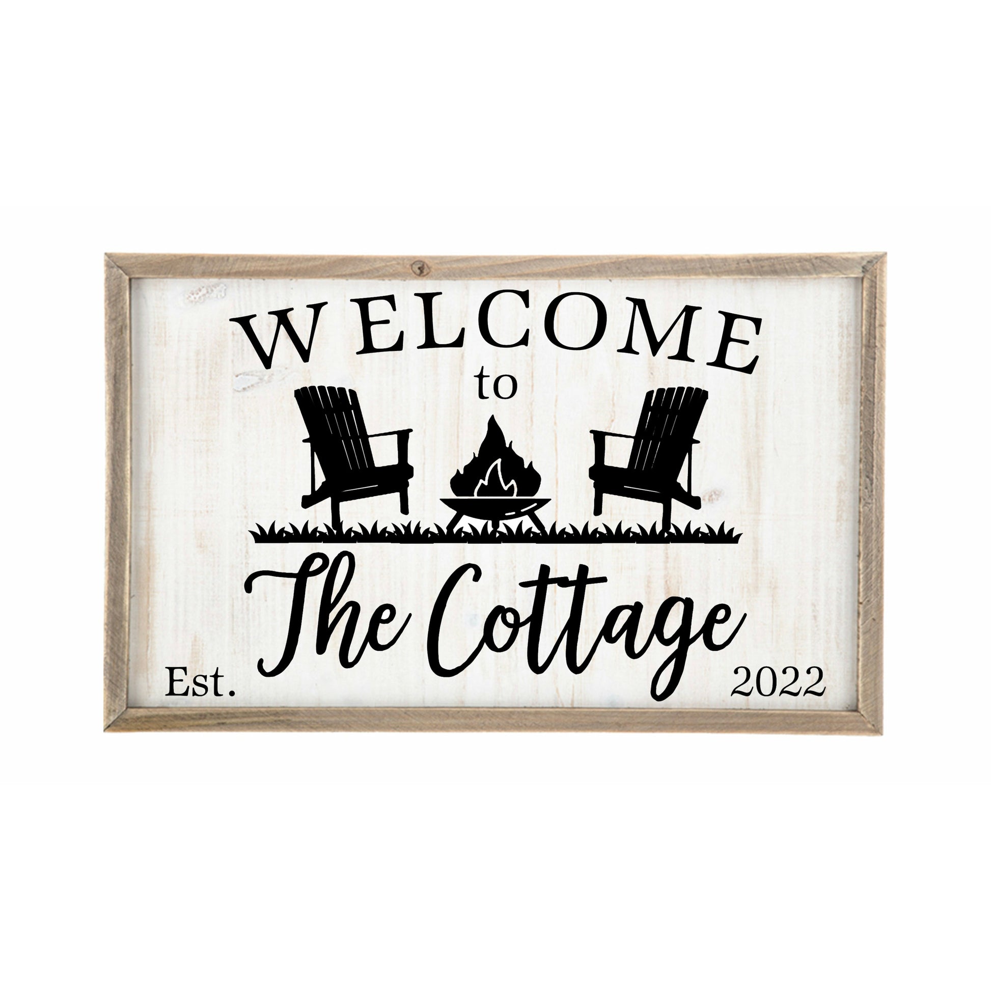 Welcome to the Cottage Rustic Wood Frame Sign, Custom Wall Art, Personalized Wood Sign - Amazing Faith Designs