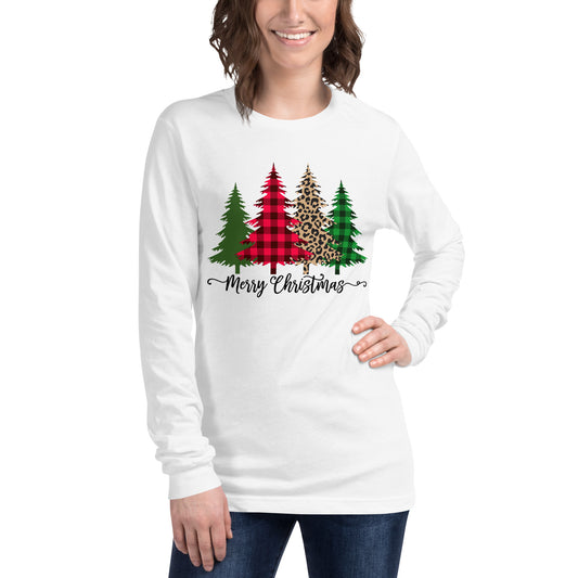 Leopard Christmas Trees Long Sleeve Tee - Amazing Faith Designs